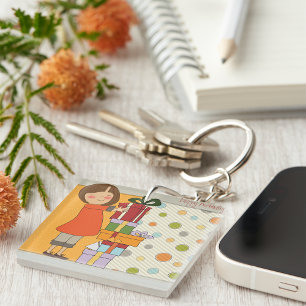 Porte-clefs Jeune fille Joyeux anniversaire