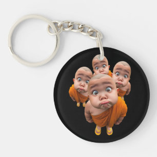 Porte-clefs Jeune moine mignon robe orange minimaliste