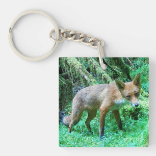 Porte-clefs Jeune Renard Rouge Poteau de Clôture Rustique Pays