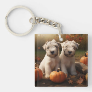 Porte-clefs Jeune Terrier Wheaten Autumn Delight Citrouille