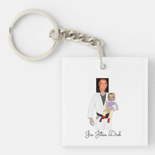 Porte-clefs Jiu Jitsu Papa photos personnalisées et texte manu