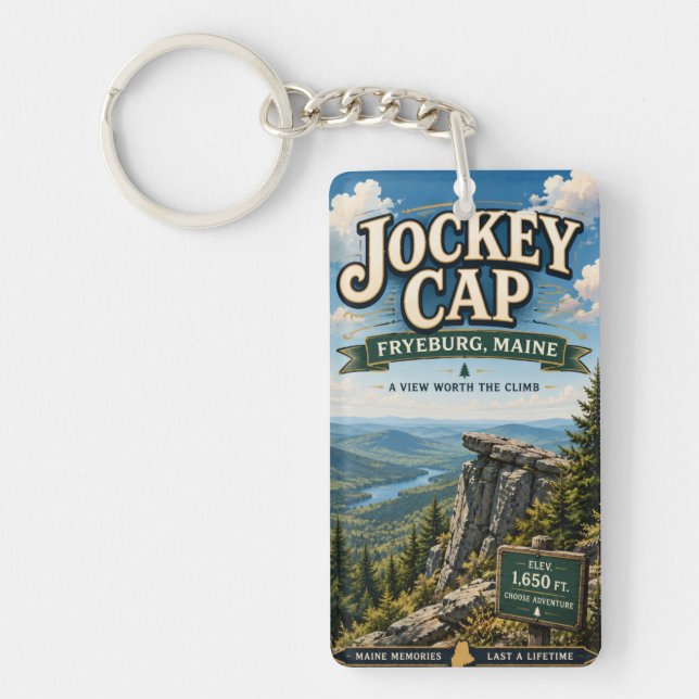 Porte-clefs Jockey Cap Fryeburg Maine Rectangle Acrylique (Devant)