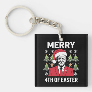 Porte-clefs Joe Biden Noël Chapeau de Père Noël Joyeux 4ème de