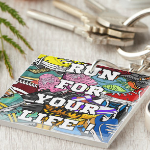 Porte-clefs Jogger du coureur d'art pop gras