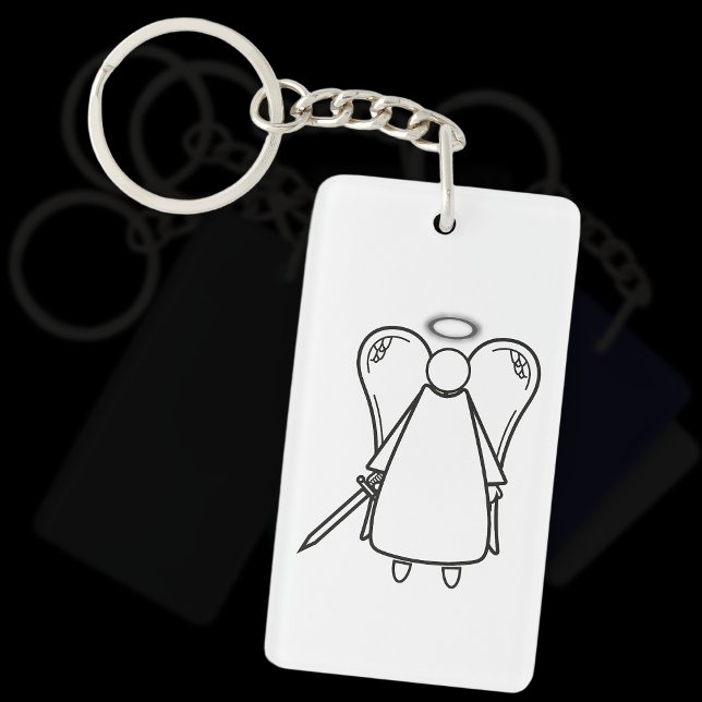 Porte-clefs Joli Ange Vengeur Blanc et Noir (double face) (Avenging Angel White Keyring)