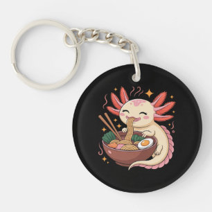 Porte-clefs Joli Axolotl Mange des Nouilles Ramen