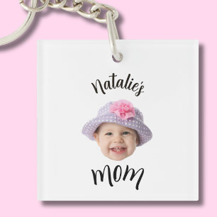 Porte-clefs Joli Bébé Enfant Visage Photo Nom de l'Enfant Mam