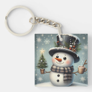 Porte-clefs Joli bonhomme de neige fantaisiste de Noël/hiver