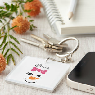 Porte-clefs Joli bonhomme de neige visage Noël
