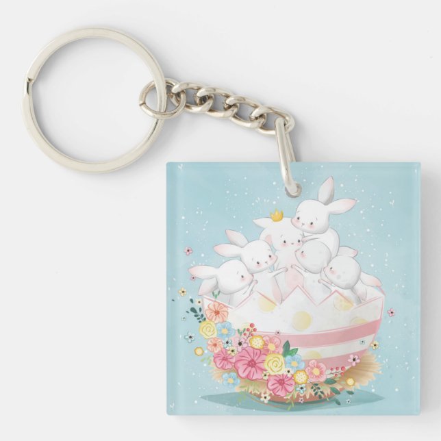 Porte-clefs Joli Bunnies Aquarelle (Devant)
