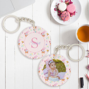 Porte-clefs Joli Bunny Bee Motif Monogramme Nom Rose