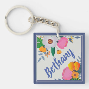 Porte-clefs Joli cadre Floral Personnalisé