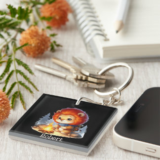 Porte-clefs Joli camping ajouter nom lion