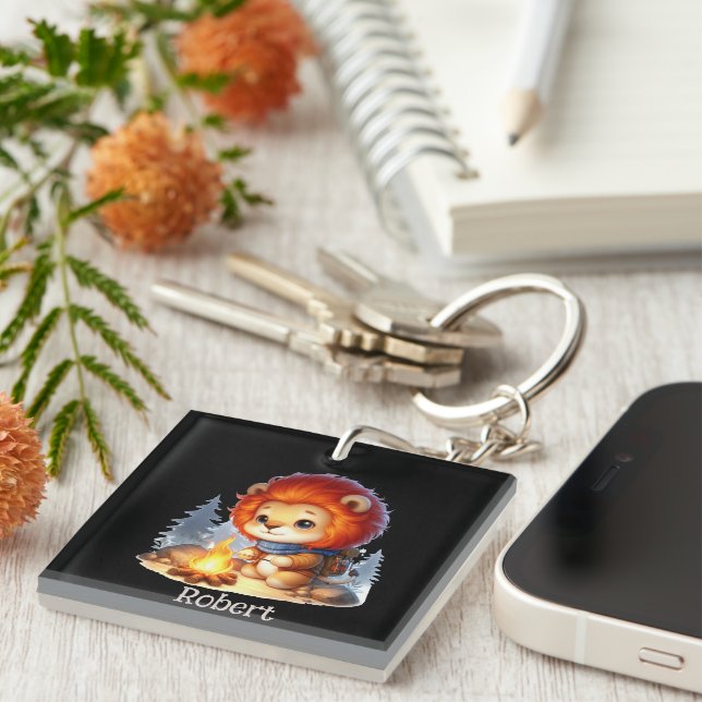 Porte-clefs Joli camping ajouter nom lion (Devant Droit)
