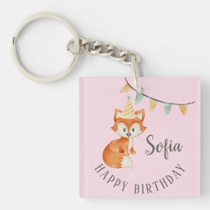 Porte-clefs Joli Casquette de la fête Woodland Fox Anniversair