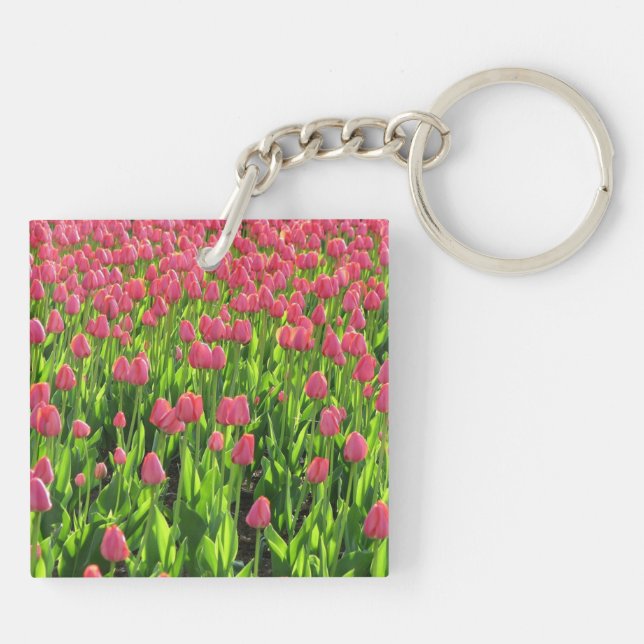 Porte-clefs Joli champ de tulipes roses (Dos)