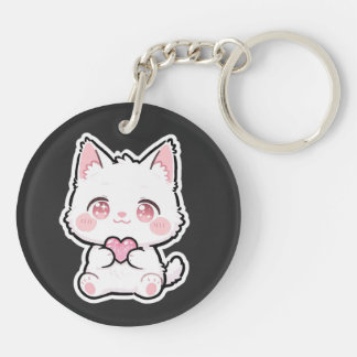 Porte-clefs Joli Chat Blanc