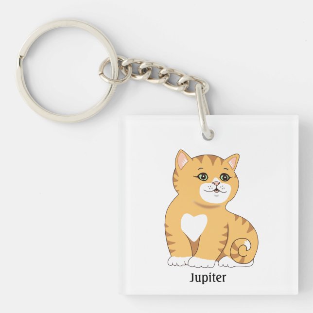 Porte-clefs Joli chat tigré orange (Devant)