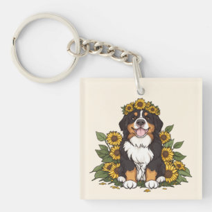 Porte-clefs Joli chien de montagne bernois portant une couronn