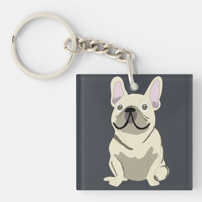 Porte-clefs Joli chien, frenchie (Devant)