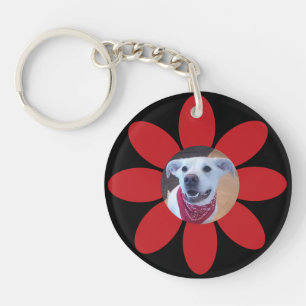 Porte-clefs Joli Chien Photo Vous Me Faites Sourire Rouge Fleu