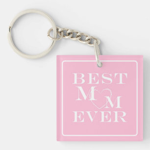 Porte-clefs Joli cœur rose et blanc, Meilleure maman et photo