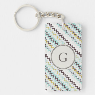 Porte-clefs Joli coloré turquoise abstrait monogramme motif