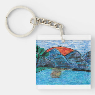 Porte-clefs Joli coucher de soleil de montagne