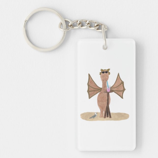 Porte-clefs Joli Dragon sur la Plage (Devant)