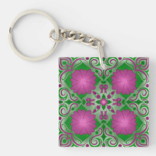 Porte-clefs Joli en floral pourpre
