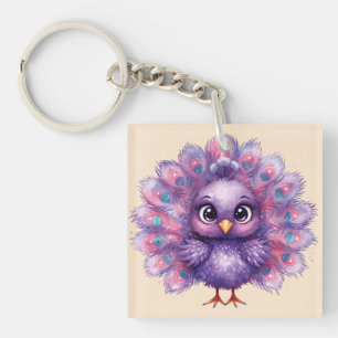 Porte-clefs Joli Fantastique Paon Lilac fantaisiste 