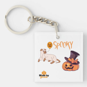 Porte-clefs Joli Fantôme de Chien Éffrayant et Citrouille Hall