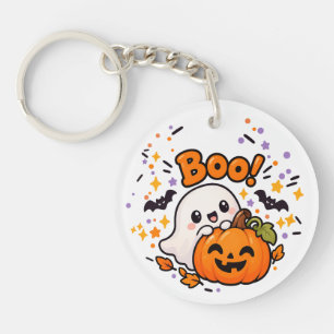 Porte-clefs Joli fantôme de citrouille Halloween en acrylique