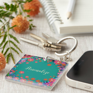 Porte-clefs Joli floral personnalisé Un mot d'inspirivité