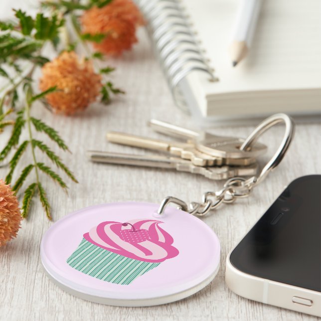 Porte-clefs Joli gâteau rose pastel (Devant Droit)