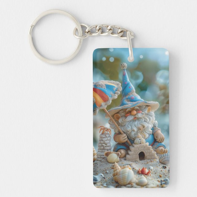 Porte-clefs Joli gnome de plage avec parapluie (Devant)