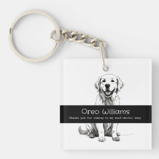Porte-clefs Joli Golden Retriever Woof anniversaire