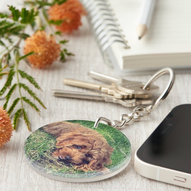 Porte-clefs Joli Goldendoodle avec texte (Devant Droit)