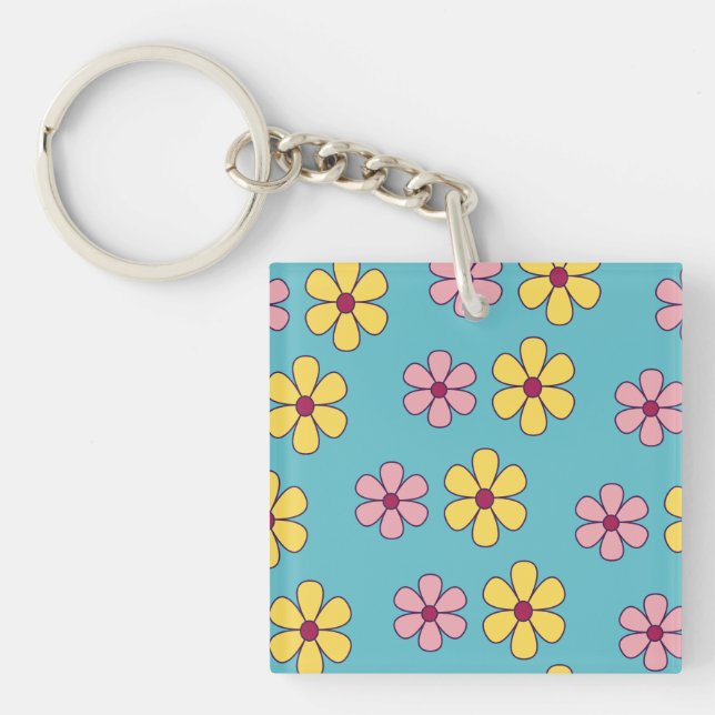 Porte-clefs Joli grand motif de fleurs (Devant)