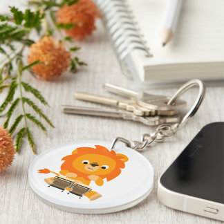 Porte-clefs Joli Lion Cartoon Payant Bongos Clavier Acrylique