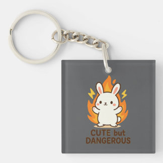 Porte-clefs Joli mais dangereux lapin | Porte - clé Kawaii