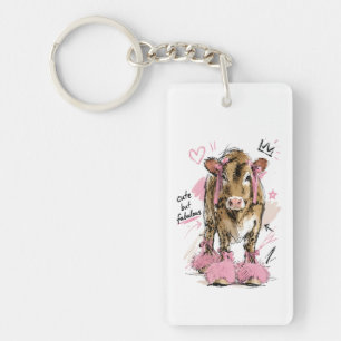 Porte-clefs Joli mais Fabuleux Veau avec des Rubans Roses