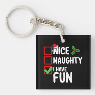 Porte-clefs Joli Méchant J'ai Amusement Père Noël Liste de Noë