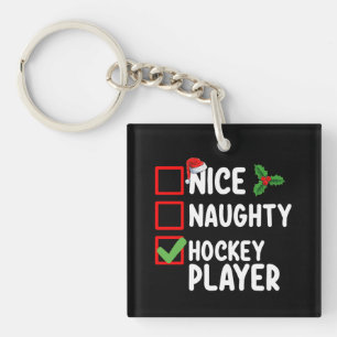 Porte-clefs Joli Méchant Joueur de Hockey Liste de Noël Père N