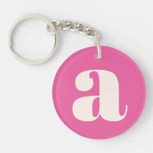 Porte-clefs Joli monogramme personnalisé rose chaud lettrage r