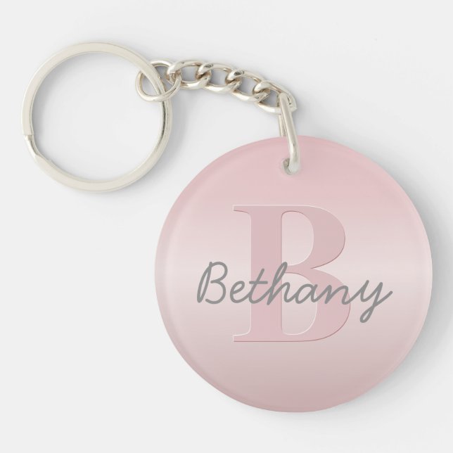 Porte-clefs Joli Monogramme rose personnalisable et votre nom  (Devant)