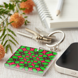Porte-clefs Joli Motif de fleurs Abstraites