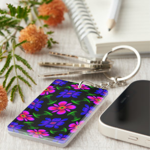 Porte-clefs Joli Motif de fleurs roses