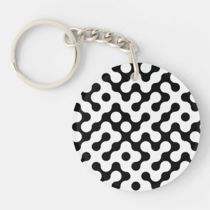 Porte-clefs Joli motif de labyrinthe noir et blanc