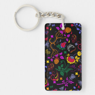 Porte-clefs Joli motif floral coloré